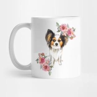 Cute Papillon Puppy Dog Watercolor Art Mug